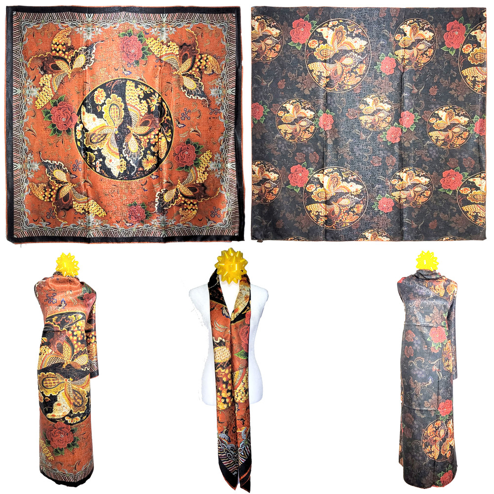 NWT Double Sided Silk Scarf 53"x53" Large Square Shawl Wrap XiangYunSha 36121